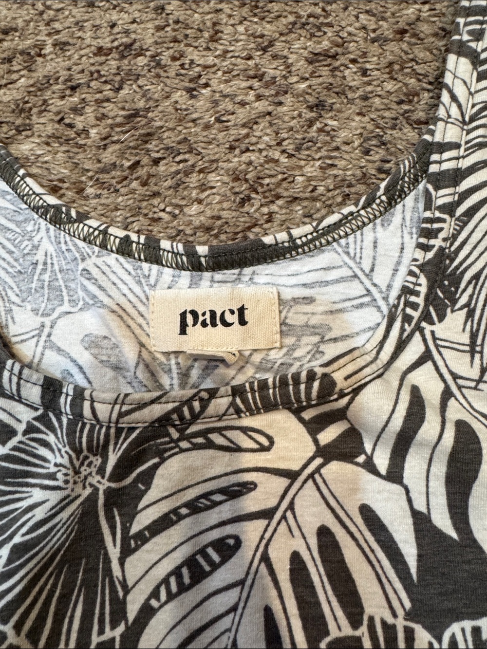 Pact Green and White Tropical Print Tank Top & joggers Set - Picture 4 of 4